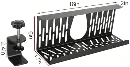 Under Desk Cable Management Tray, Cord Organizer for Desk Cable Management Tray Under Desk with Clamp for Home Office, Standing Desk (2Pack Black)