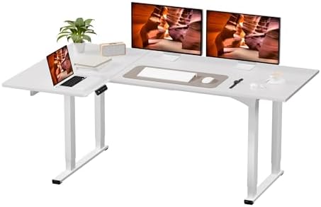 71x43'' 4 Leg Large L-Shape Standing Desk,Electric Desk for Home