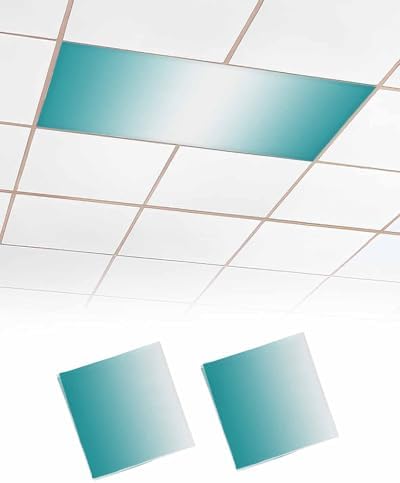 Turquoise Magnetic Fluorescent Light Covers for Ceiling Lights 2 x 4 Feet,Gradient Contemporary Geometric Stripes Office Classroom Kitchen Drop Ceiling Light Covers Lighting Filters Shade 2 Packs