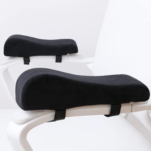 LargeLeaf Chair Ergonomic Armrest Pads Elbow Pillow Pressure Relief Office Chair Gaming Chair armrest with Memory Foam armrest Pads 2-Piece Set of Chair (Black_Velvet)