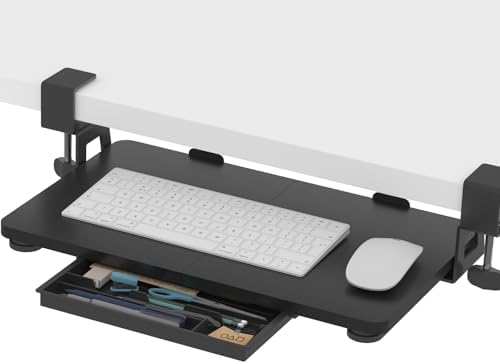 ETHU Small Keyboard Tray Under Desk with C-Clamp, 19.7x11.81", Black