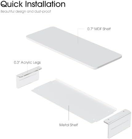 Fenge 23.6" Monitor Stand with Clear Acrylic Legs, White