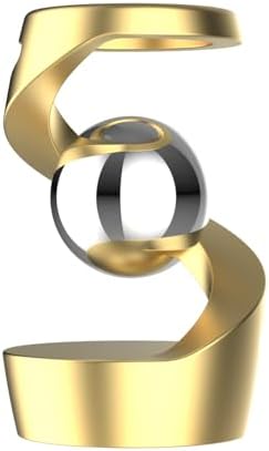 Optical Illusion Levitating Spinning Ball Kinetic Desk Toy, Noiseless Aluminum Alloy Gyro Fidget Spinner, Stress Relief Desktop Decor Gift for Adults ADHD Anxiety(Gold-Silver Ball)