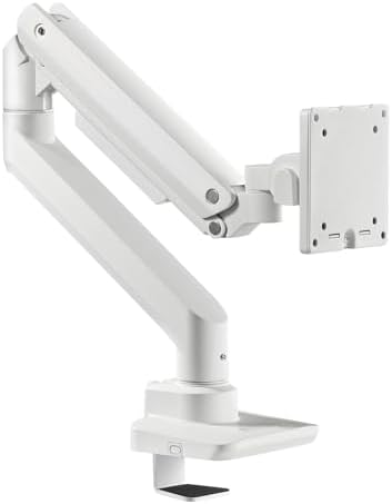 SilverStone Technology ARM14 White Single Monitor Arm with Heavy-Duty Gas Spring Design and Wide adjustability, SST-ARM14