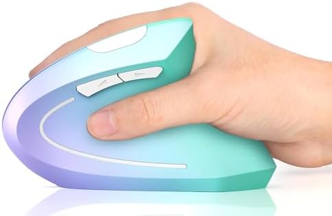 Lekvey Ergonomic Mouse, Rechargeable Vertical Wireless Mouse, Green Purple