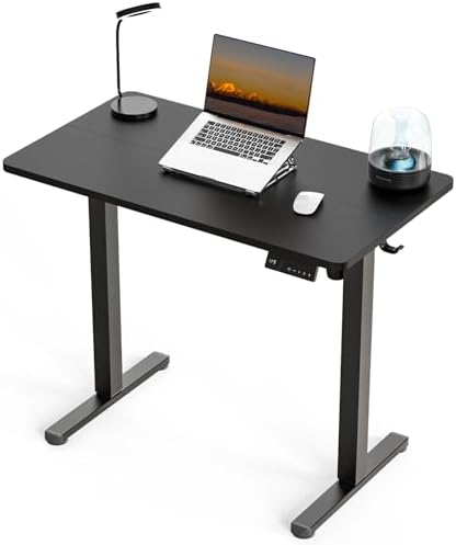 35" x 20" Electric Standing Desk, Compact Height Adjustable Desk for Small Spaces, Small Ergonomic Sit Stand Workstation for Home Office Bedroom Apartment (Classic Black)