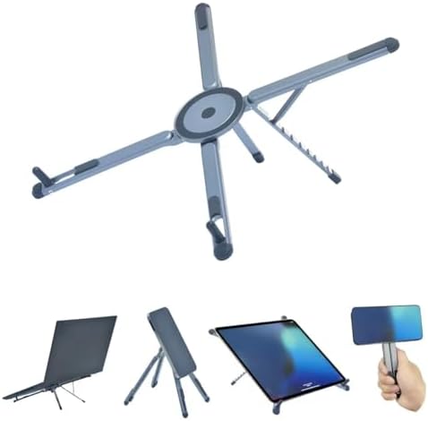 Foldable Laptop Stand, Adjustable w/Magnetic Phone Holder, Aluminum 10-16"