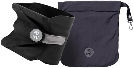 Trtl Pillow - Scientifically Proven Neck Support Travel Pillow for Airplanes - Lightweight and Machine Washable - Ergonomic Design for Traveling on Cars and Trains - Black