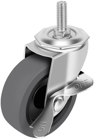 Caster Wheels, 3" Locking Swivel Threaded Stem Casters Set with Brake of 64