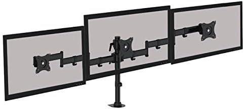 Kantek Triple Monitor Arm, Stand Mounts 3 Screens up tp 27", 2 Articulating Adjustable Arms Hold 18lbs, Desk and Grommet Mount, Cable Management, VESA