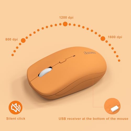 Quiet Wireless Keyboard and Mouse Combo for Office and Home (Orange-A)