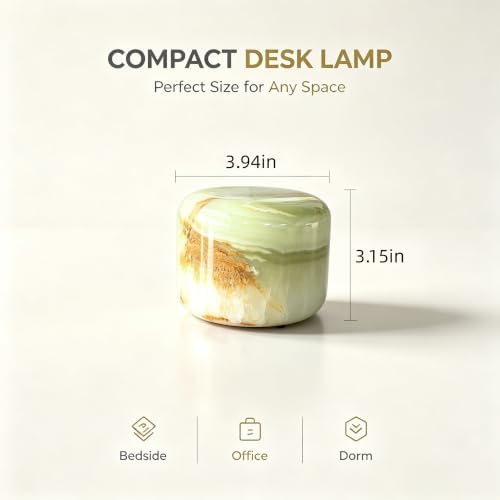 Natural Marble Lamp Cordless Pat Control Night Light Rechargeable Small Marble Table Lamp, Dimming Warm Glow Portable Stone Touch Lamp for Bedroom, Living Room, Decor Gift