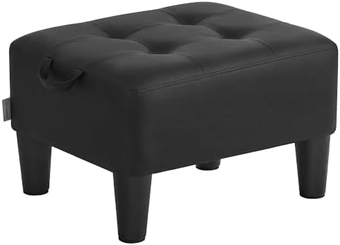 SONGMICS Storage Ottoman, PVC Leather Footrest with Hidden Storage