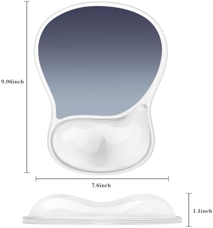 Mouse Pad with Wrist Rest,Ergonomic Mouse Pad with Comfortable Gel Wrist Rest Support and Non-Slip PU Base for Easy Typing Pain Relief, Durable and Washable (Transparent Black Gradient)