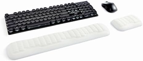 UnivoColors Full-Sized Keyboard & Mouse Wrist Rest Set-Ergonomic 3.0 Upgrade,Wave Curve Support,Comfortable Support & Fatigue Relief,Non-Slip Base,Perfect for Work & Gaming(Ivory)