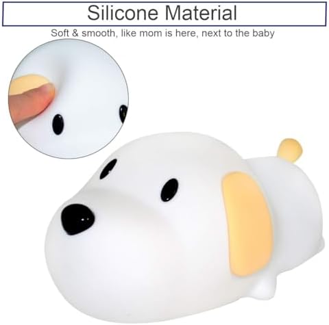 S NMT Silicone LED Papa Puppy Night Light Touch Sensor Switching Night Lamp, Transform Between Warm White 2700K and White 6500K, Safe SIL+ABS, Sleep Timer Setting for Kids Babies Bedside and Nursery
