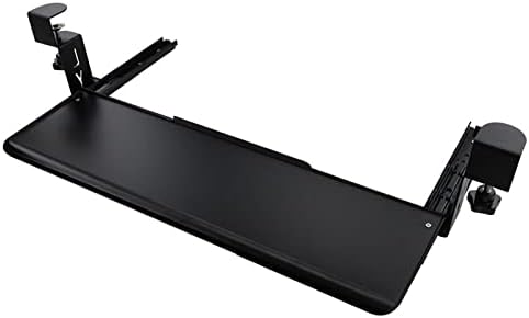 Black/White Sliding Keyboard Tray Under Desk With Slide - Slide-Out Keyboard Drawers Clamp-On - Ergonomic Desk Extender - Pull- Out Tray 52/65/75X25Cm, Wrist Rest Arm Support.Black-60cmx20cm(24x8Inch