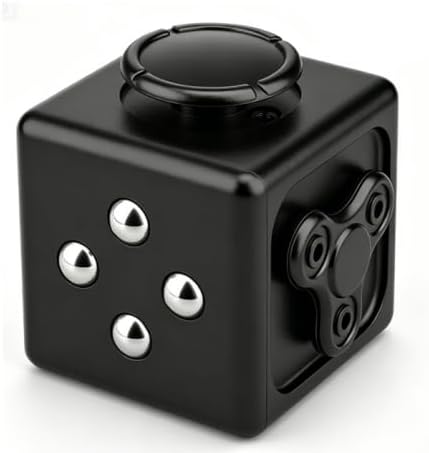 6 in 1 Fidget Block Cube Toy for Adults Kids, Cool Fidget Spinner Clicker Slider Button Controller Pad Desk Sensory Toy, Focus Stress Relief Relax Gift for Birthday Party Classroom Office