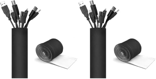 JOTO 4 Pack Cable Management Sleeve -Black, 2 Large