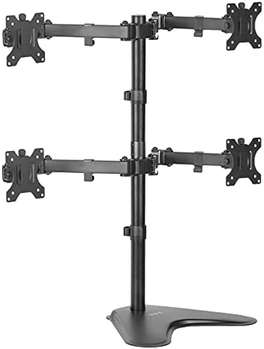 VIVO Quad 13 to 30 inch Monitor Free-Standing Mount, Fully Adjustable Desk Stand, Holds 4 Flat or Curved Display Screens, STAND-V004F