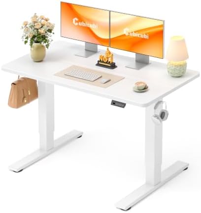 CubiCubi Electric Height Adjustable Standing Desk 48x24 Inch, White