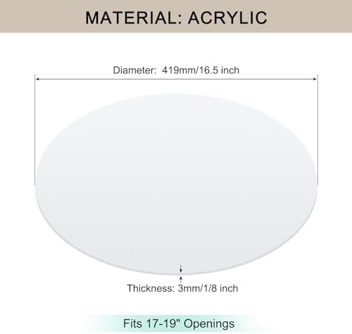 Lampshade Diffuser, 16.5" Diameter Round Diffuser Lamp Shade for Drum Style Lampshades Pendants Softening Light, DIY Light Fits 17-19" Openings, Frosted White Acrylic