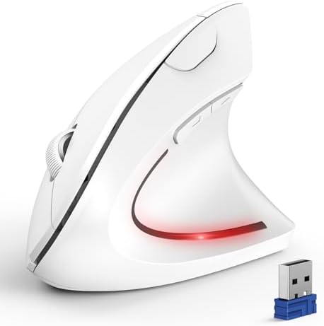 TECKNET Ergonomic Mouse, 4800 DPI Wireless Bluetooth Vertical, 3-Device