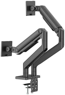 DIGITUS monitor mount – 2 screens – up to 45 inches – 20 kg load capacity – mechanical spring – for flat and curved monitors – VESA 75x75 100x100 – rotate, swivel, tilt – black