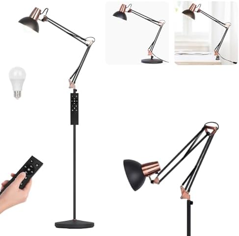 FIRVRE Floor Lamp for Living Room, Modern Standing Lamps with Dimmable LED Bulb and Remote Control, 3 Modes of Use—Floor Lamp, Table Lamp, and Clip-On Lamp, Lamps for Bedroom, Office Corner