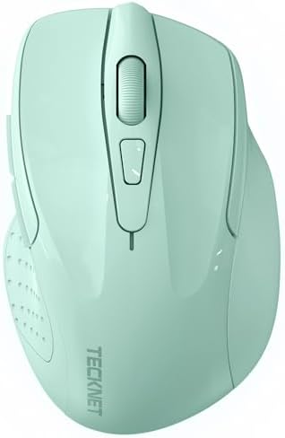 TECKNET Wireless Mouse, BT 5.0/2.4G, Silent 4800 DPI 6 Buttons, Green