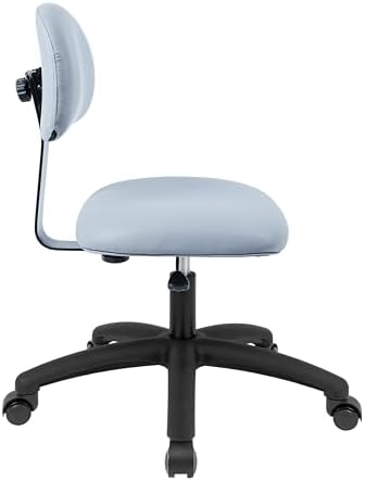 FSS Series Square seat Medium (19"-27") seat Height Chair. Vinyl-for Office, Garage, Desk, Shop, Computer, Doctor, Medical, Easy to Clean! (Gray, Medium, Self Braking Casters)