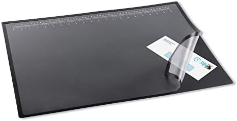 Lift-Top Pad Desktop Organizer with Clear Overlay, 24 x 19, Black