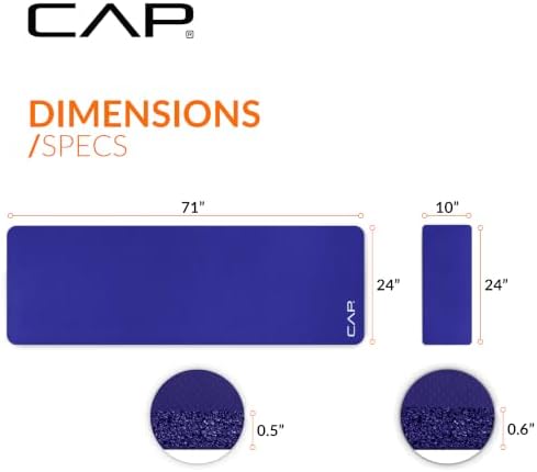 CAP Barbell 1/2-Inch High Density Exercise Yoga Mat with Strap | Multiple Options