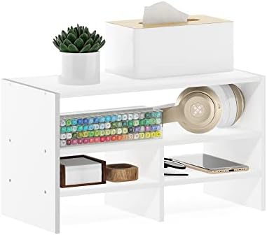 Furinno Hermite Desk Top Organizing Shelf Bookcase, White