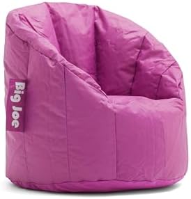 Big Joe Milano Child-Sized Bean Bag Chair for Kids Bedroom and Reading Nook, Pink Passion, Durable Easy-Clean Polyester Nylon Blend, Refillable