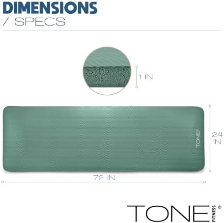Tone Fitness 1" Extra Thick Yoga Mat, Exercise & Pilates Mat with Strap