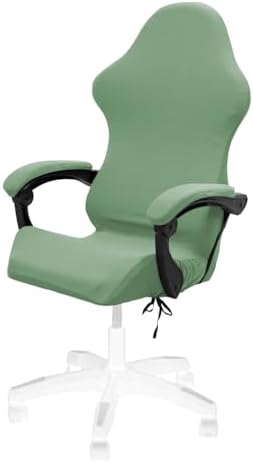 Gaming Chair Cover Set with Armrest Covers, Stretch Ruffled Slipcover for Racing Office Computer Reclining Chairs (Avocado Green)