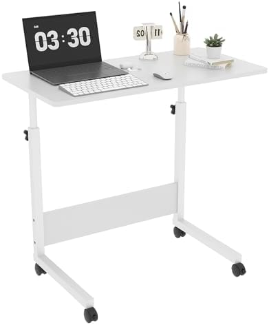 FCH Portable Computer Workstation, Standing Desk Adjustable Height, Small Computer Desk w/Rolling, Sit Stand Laptop Desk TV Tray for Bed Sofa Hospital Reading Eating, Rustic Brown, 23.6"