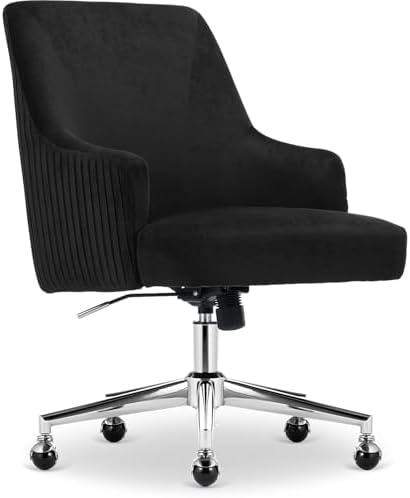 Serta Modern Vanity Chair with Chrome Base, Mid-Back Soft Velvet Desk Chair