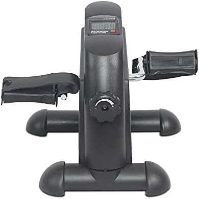 Portable Under Desk Bike Pedal Exerciser for Legs and Arms Mini Exercise Peddler Adjustable Resistance Multifunctional LCD Display (Black)