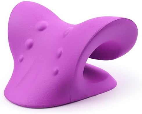 RESTCLOUD Neck and Shoulder Relaxer, Cervical Traction Device for TMJ Pain Relief and Cervical Spine Alignment, Chiropractic Pillow, Neck Stretcher (Purple)