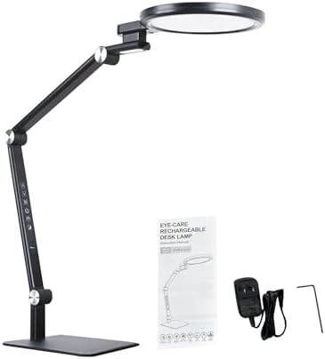 Full Spectrum Eye Care LED Desk Lamp, Foldable 4 Axis Rotation, 5 Colors 5 Brightness Levels, 45Min Timer Dual USB Charging Port for Study Office Reading (US Plug)