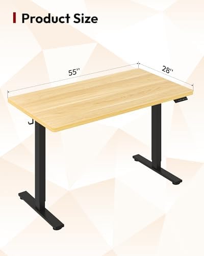 SANODESK One-Piece 1'' Thick Height Adjustable Standing Desk 55''x28''