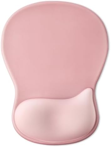 Gel Wrist Rest Mouse Pad, Ergonomic Mousepad with Wrist Support, Relieve Wrist Pain, Gaming Mousepad with Concave Design Cushion & Non-Slip PU Base, for Home Office Laptop Computer, Pink