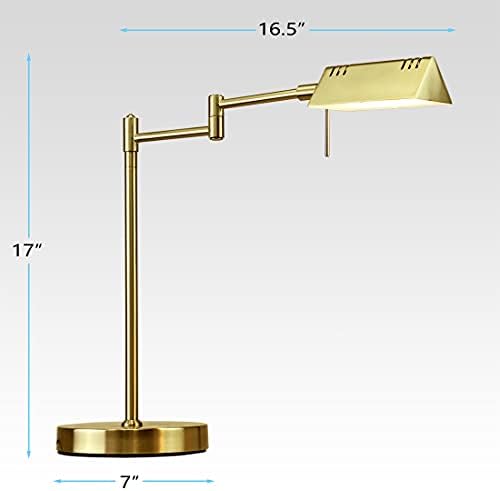O'Bright LED Pharmacy Table Lamp, Full Range Dimming, 12W LED, 360 Degree Swing Arms, Desk, Reading, Craft, Work Lamp, ETL Tested, Antique Brass (Gold)