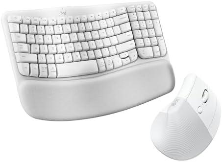 Logitech Wave Keys & Lift Vertical Mouse - Ergonomic Bundle — Wireless Keyboard with Cushioned Palm Rest & Vertical Wireless Mouse - Easy-Switch, Bluetooth, for Multi-OS, Windows/Mac - Off White