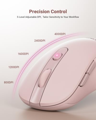 wegear USB Wireless Mouse for Laptop PC Mac, 2.4GHz Cordless Mouse-Pink