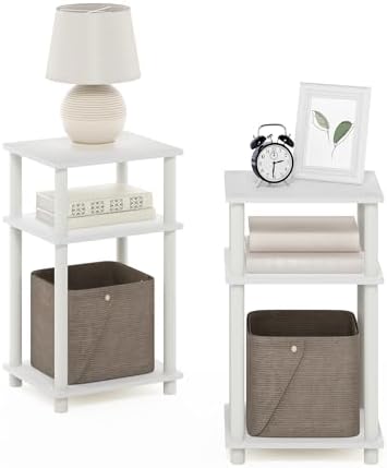 Furinno JUST Set of 2 Toolless 3-Tier Night Stand, White