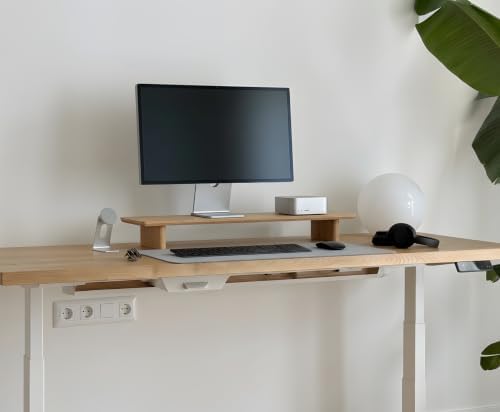 White Oak Single Monitor Stand Riser - 31.5" Wooden Monitor Stand for iMac, Laptop & Monitor, Minimalist Desk Shelf Organizer