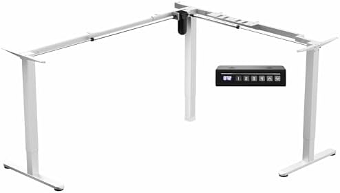 VIVO White Electric Corner 3 Leg Standing Desk Frame, DESK-E375W